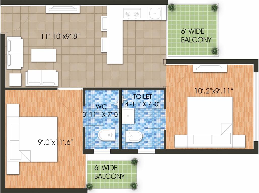 Raheja Krishna Housing Scheme (2BHK+2T (452 sq ft) 452 sq ft)