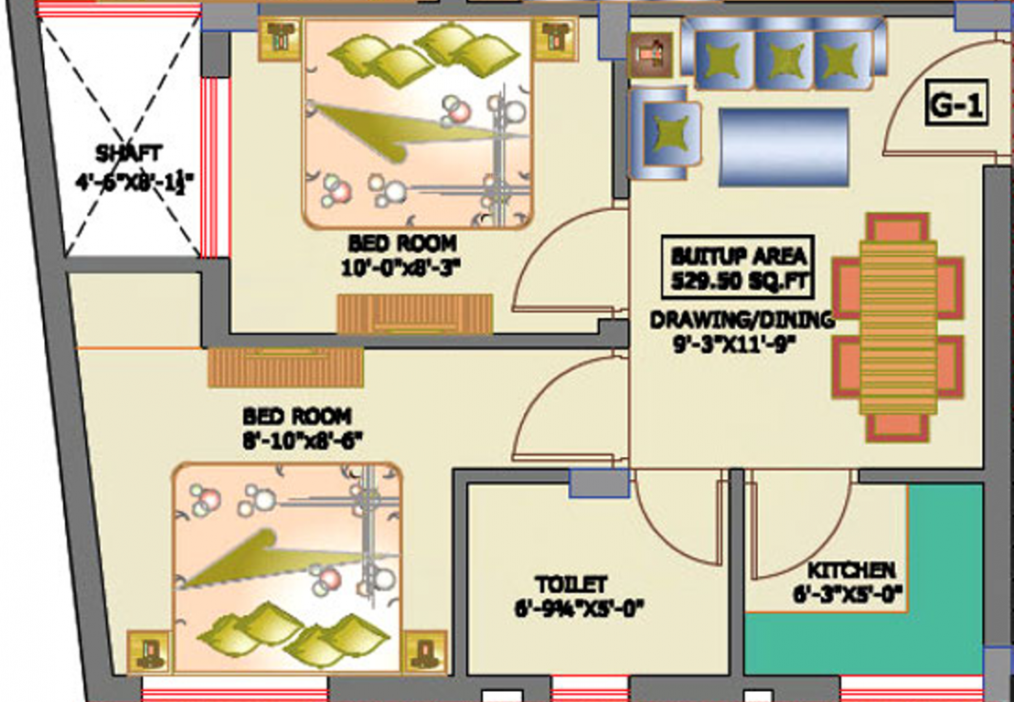 Pareek Shree Shyam Vatika 5th (2BHK+1T (529.50 sq ft) 529 sq ft)