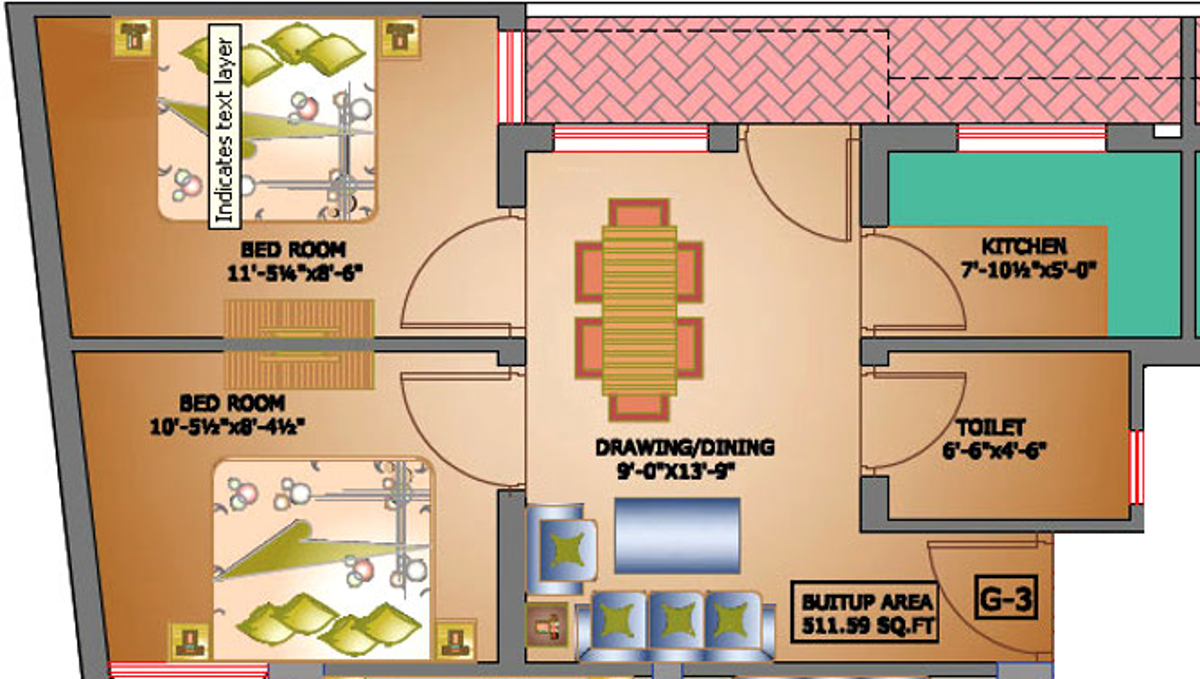 Pareek Shree Shyam Vatika 5th (2BHK+1T (511.59 sq ft) 511 sq ft)