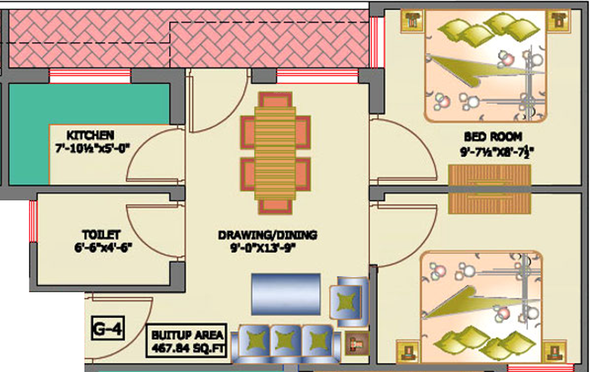 Pareek Shree Shyam Vatika 5th (2BHK+1T (467.84 sq ft) 467 sq ft)