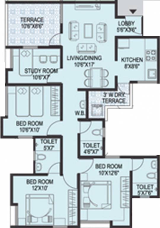 Sanjeevani Prestige Avenue (3BHK+3T (1,304 sq ft) + Study Room 1304 sq ft)