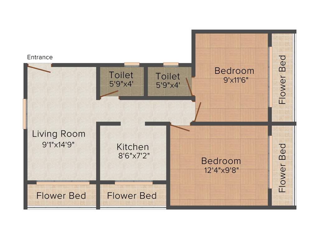 Ganesh Builders Mumbai Narayan Residency 2BHK+2T (927 sq ft)
