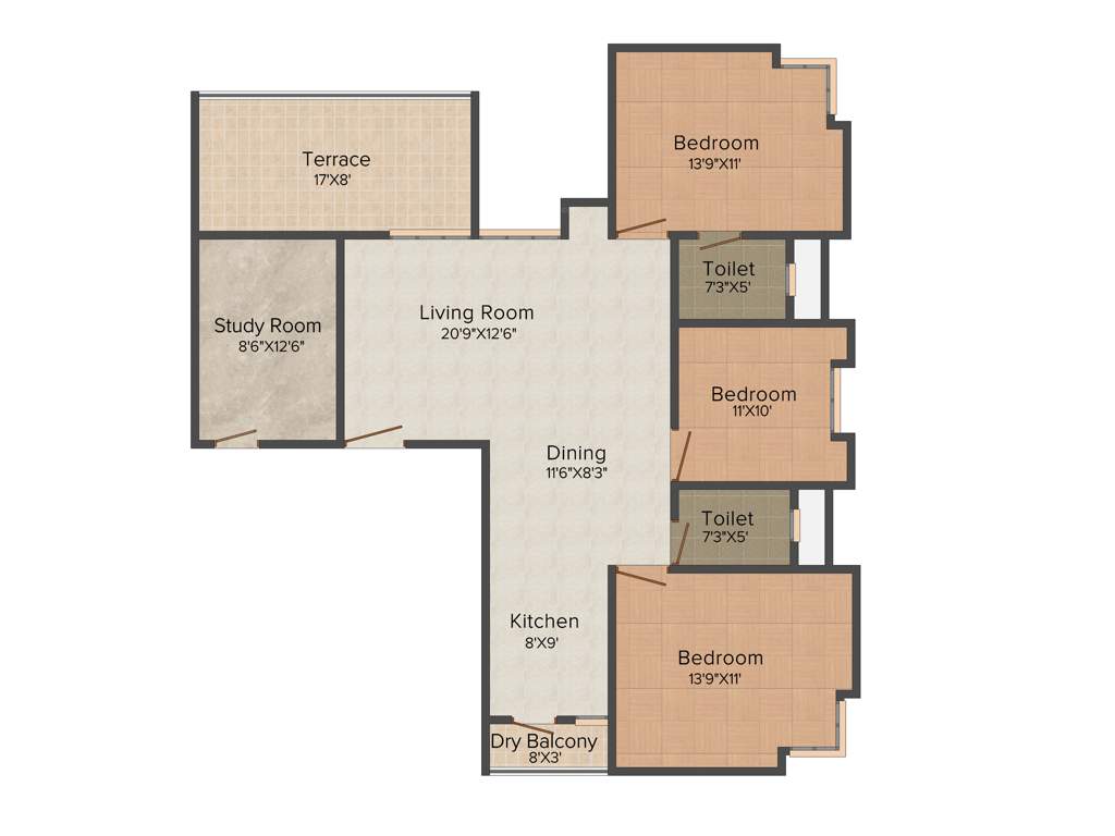 Icon Prajakt (3BHK+2T (1,401 sq ft) 1401 sq ft)