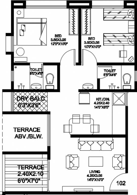 Yogesh Basil Park (2BHK+2T (851 sq ft) 851 sq ft)