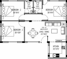 Visaka Alder (3BHK+2T (974 sq ft) 974 sq ft)