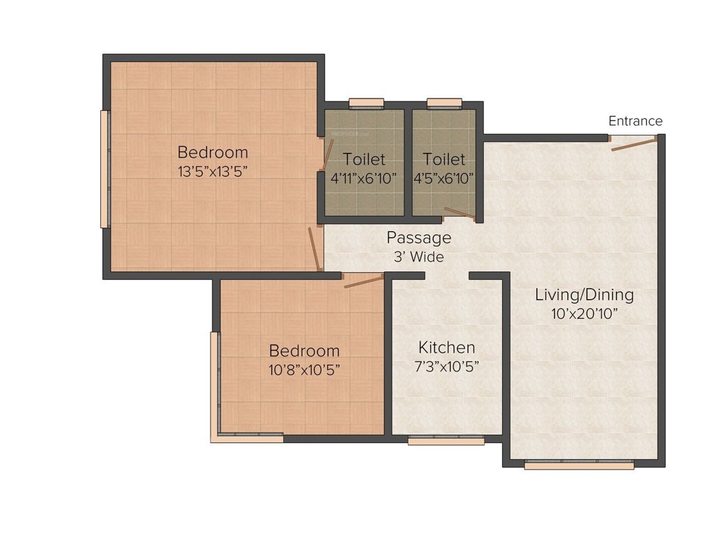 Milan Group Jeevan Prasad 2BHK+2T (715 sq ft)