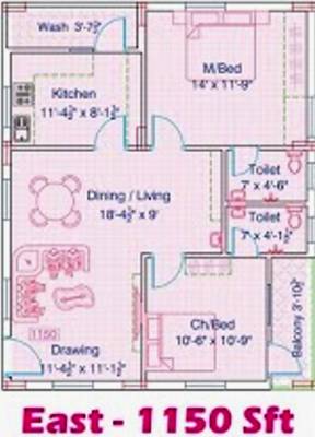 RM Fortune Dream (2BHK+2T (1,150 sq ft) 1150 sq ft)