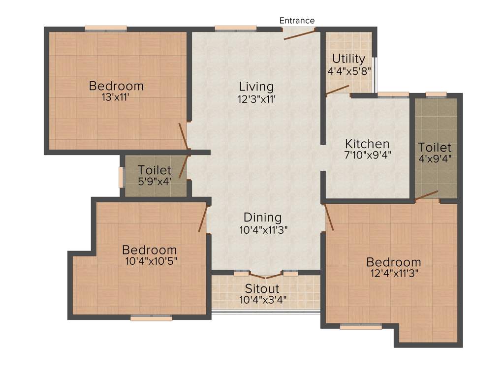 Kgeyes Samyuktha (3BHK+2T (1,213 sq ft) 1213 sq ft)