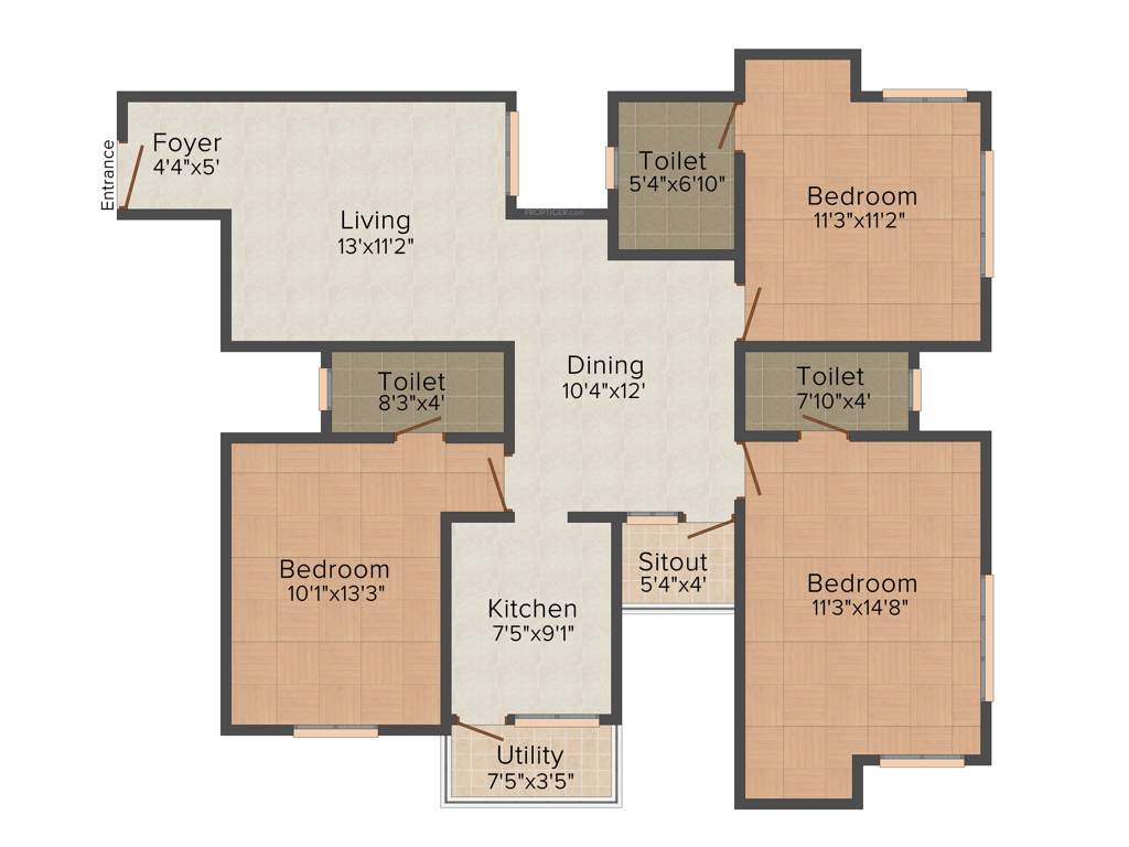 Kgeyes Samyuktha (3BHK+3T (1,366 sq ft) 1366 sq ft)