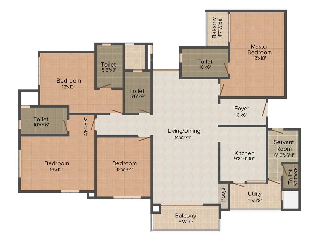 Aparna Elina (4BHK+4T (2,600 sq ft) + Servant Room 2600 sq ft)