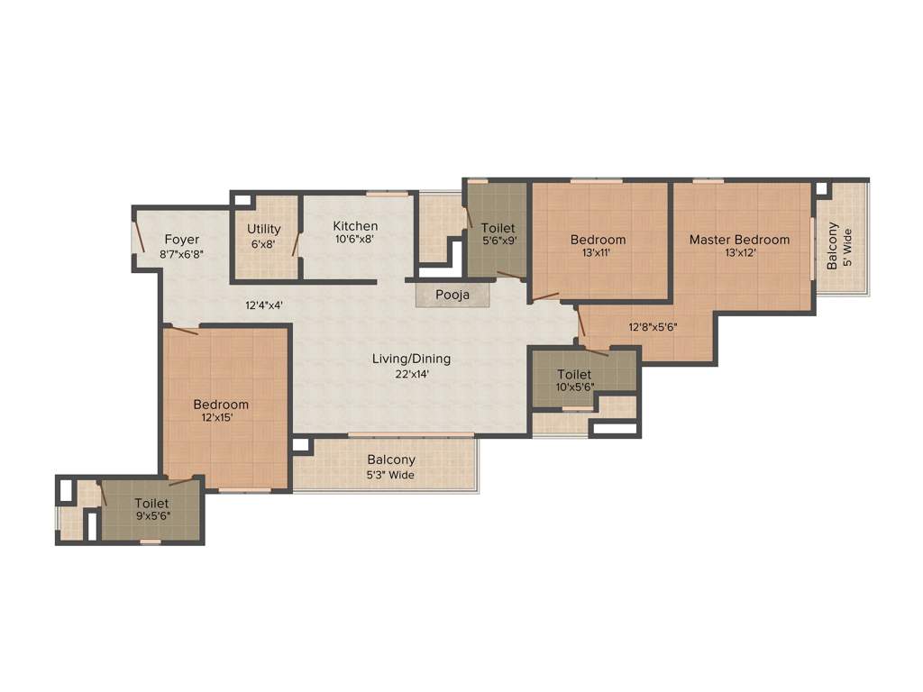 Aparna Elina (3BHK+3T (1,950 sq ft) + Pooja Room 1950 sq ft)