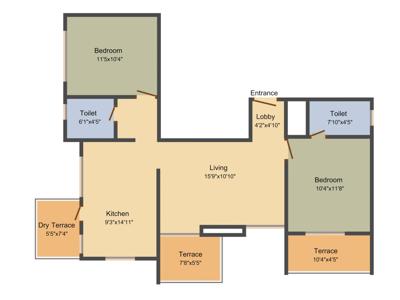 Tatvam La Vida (2BHK+2T (1,073 sq ft) 1073 sq ft) Tatvam La Vida (2BHK+2T (1,073 sq ft) 1073 sq ft)