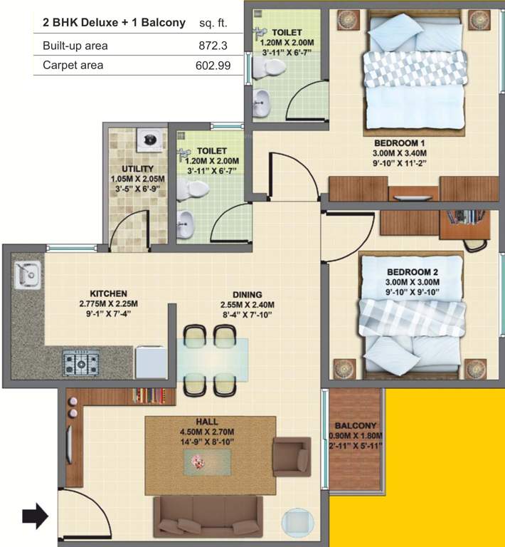 VBHC Palmhaven II (2BHK+2T (872 sq ft) 872 sq ft)