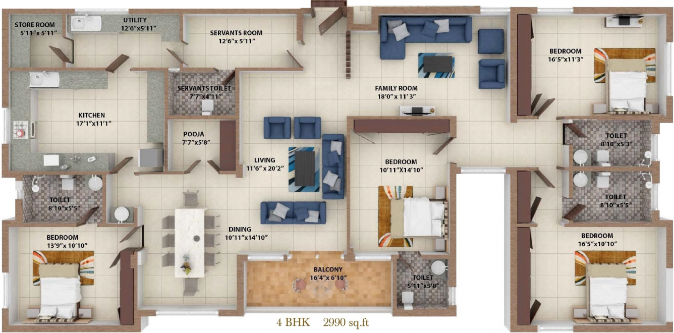 Pricol Aquitaine (4BHK+4T (2,990 sq ft) + Servant Room 2990 sq ft) Pricol Aquitaine (4BHK+4T (2,990 sq ft) + Servant Room 2990 sq ft)