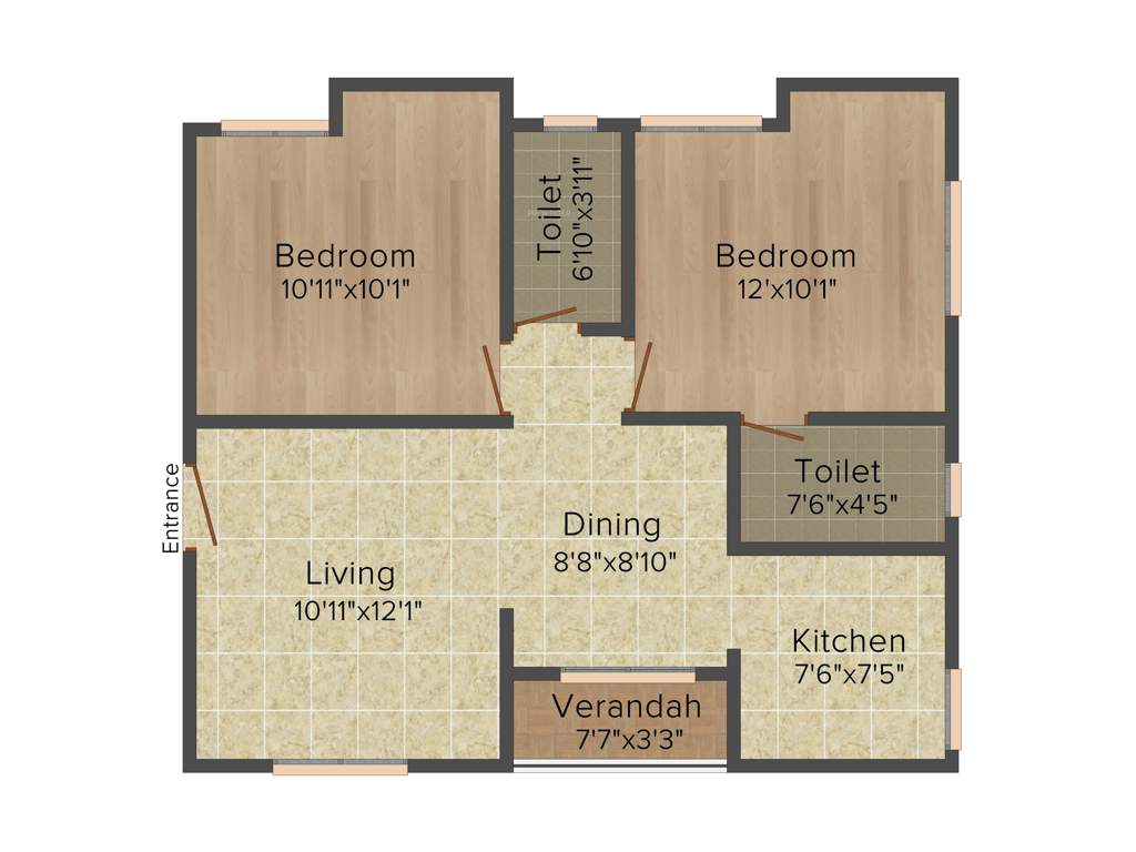 Eden Saffron (2BHK+2T (960 sq ft) 960 sq ft)