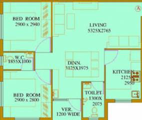 Skywood Greens (2BHK+2T (886 sq ft) 886 sq ft)