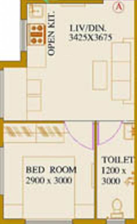 Skywood Greens (1BHK+1T (498 sq ft) 498 sq ft)