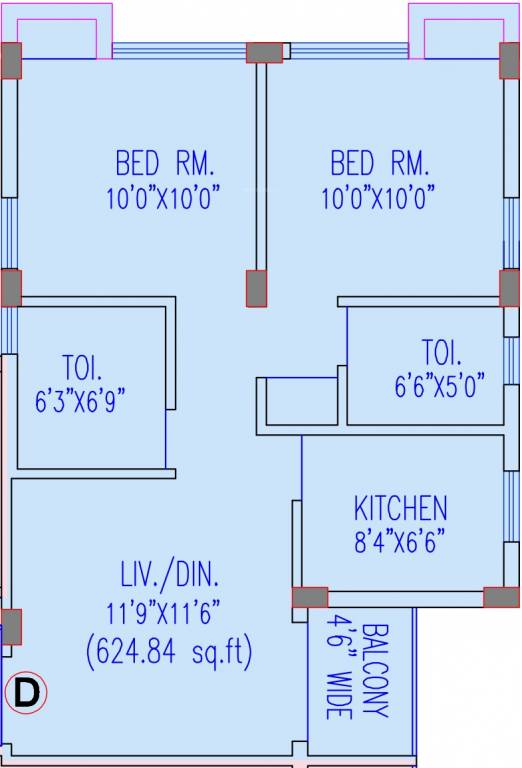 Riya Oxford Square (2BHK+2T (791 sq ft) 791 sq ft)