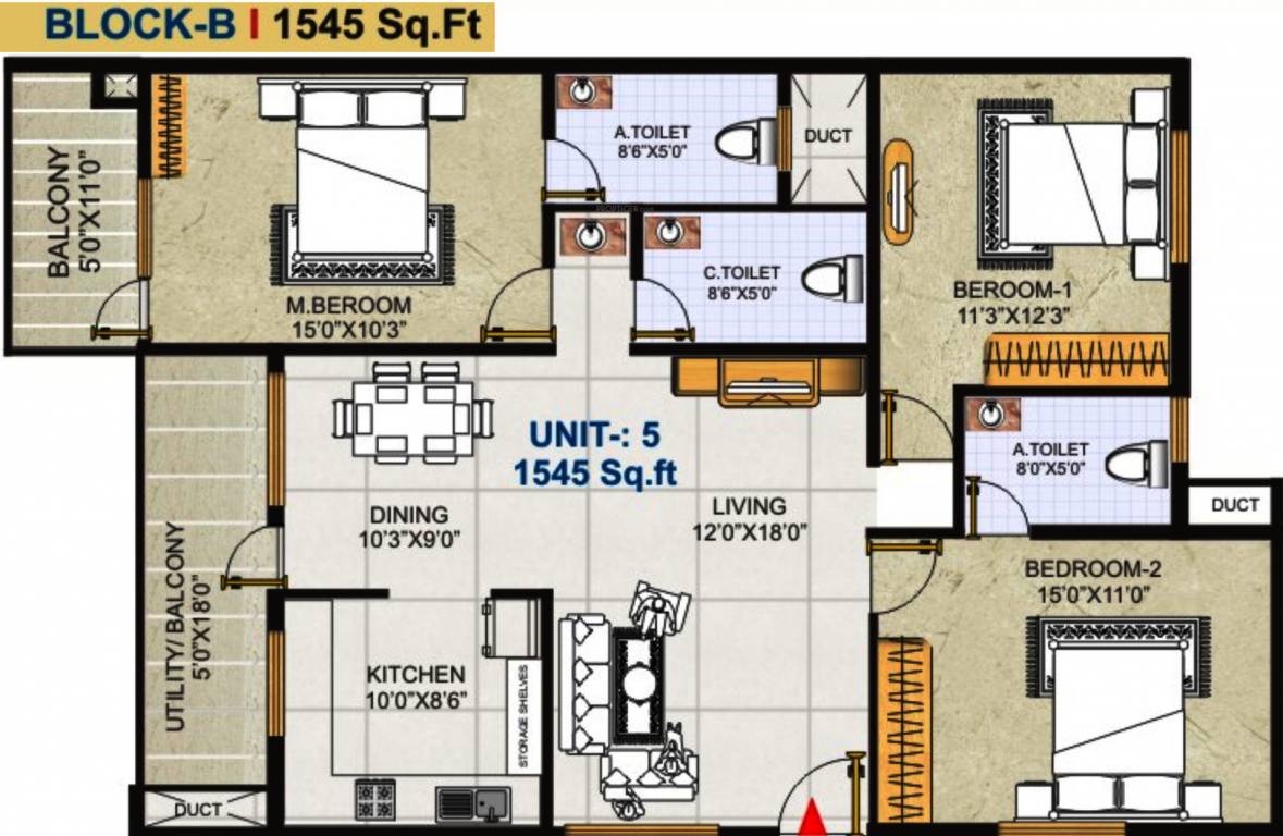 GK Golden City (3BHK+3T (1,545 sq ft) 1545 sq ft)