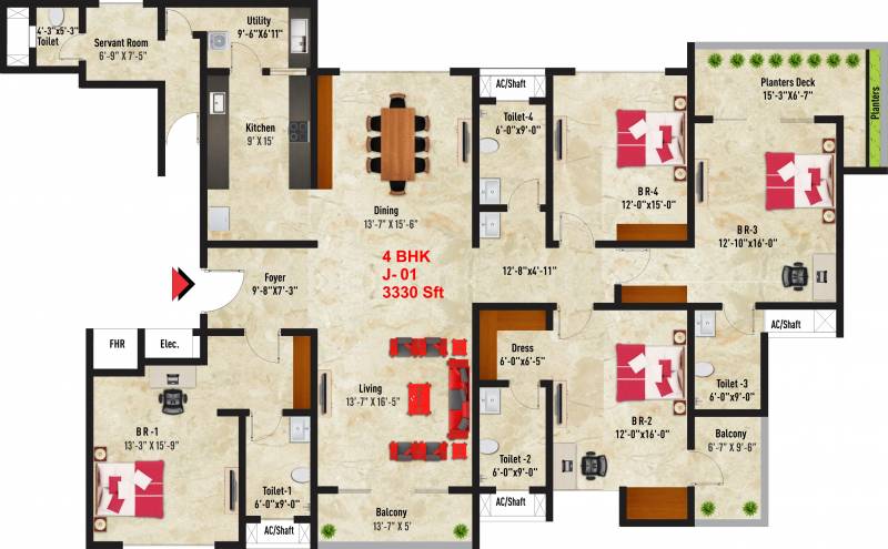 SNN Raj Spiritua (4BHK+4T (3,330 sq ft)   Servant Room 3330 sq ft)