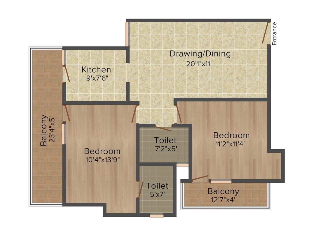Phoenix Ribereno (2BHK+2T (975 sq ft) 975 sq ft)