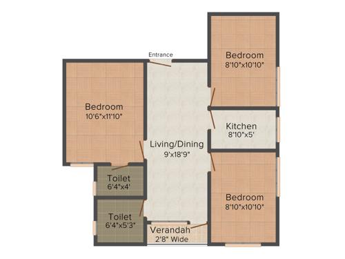 Orchid Gangour Residency (3BHK+2T (917 sq ft) 917 sq ft)