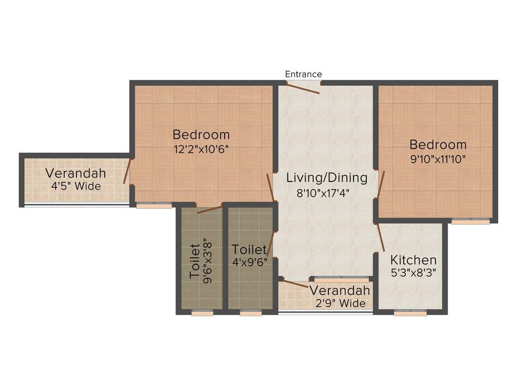 Orchid Gangour Residency (2BHK+2T (876 sq ft) 876 sq ft)