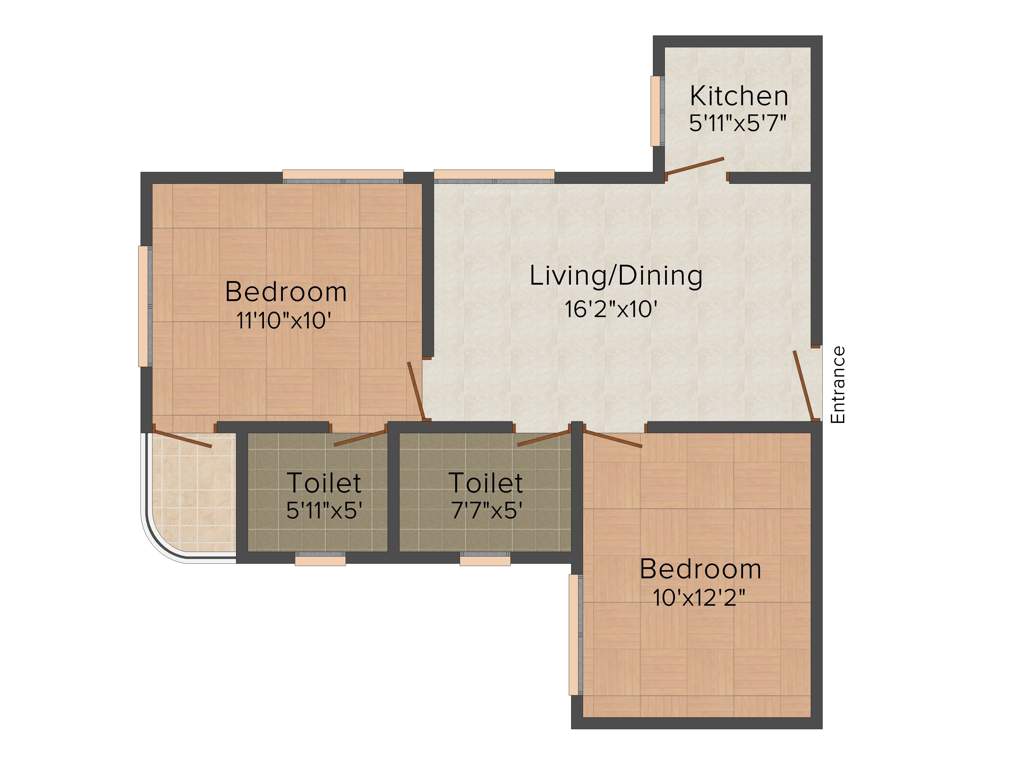 Orchid Gangour Residency (2BHK+2T (796 sq ft) 796 sq ft)