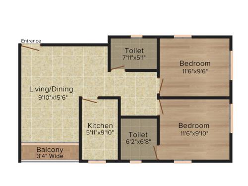 Rabindra Dunlop Residency (2BHK+2T (923 sq ft) 923 sq ft) Rabindra Dunlop Residency (2BHK+2T (923 sq ft) 923 sq ft)