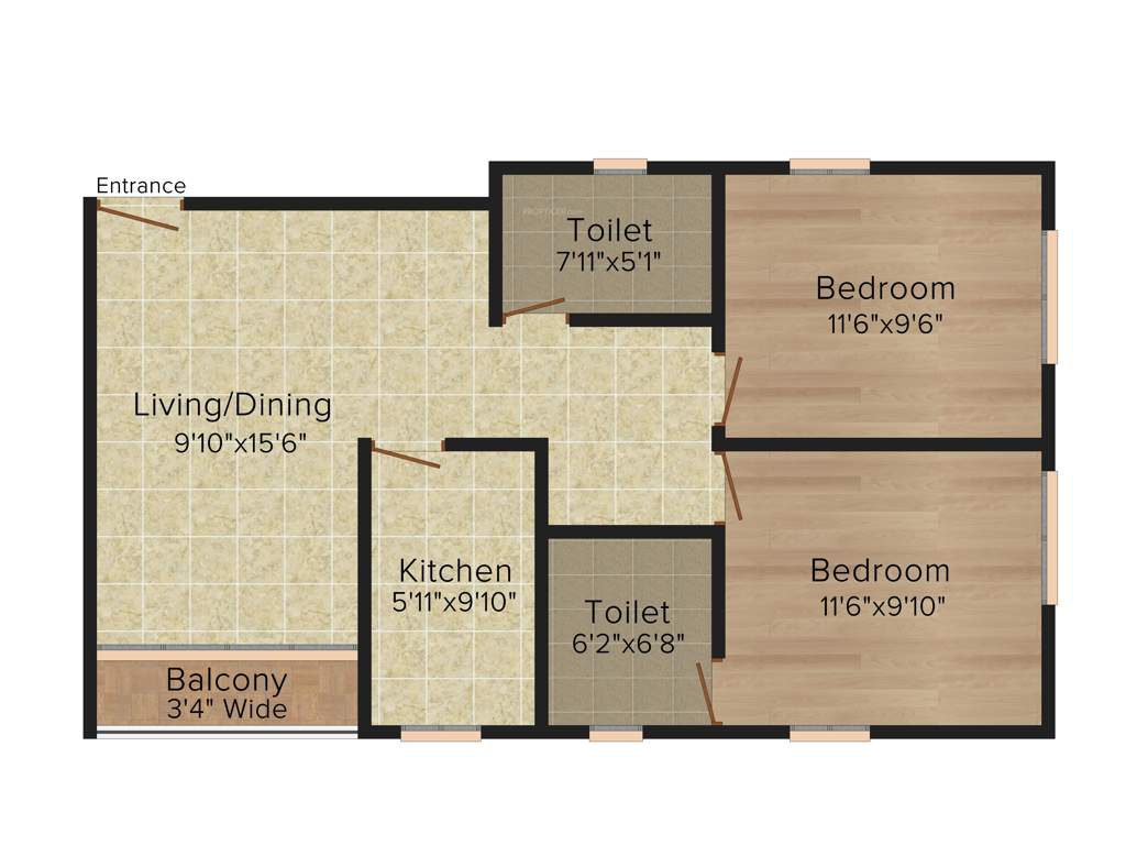 Rabindra Dunlop Residency (2BHK+2T (923 sq ft) 923 sq ft)