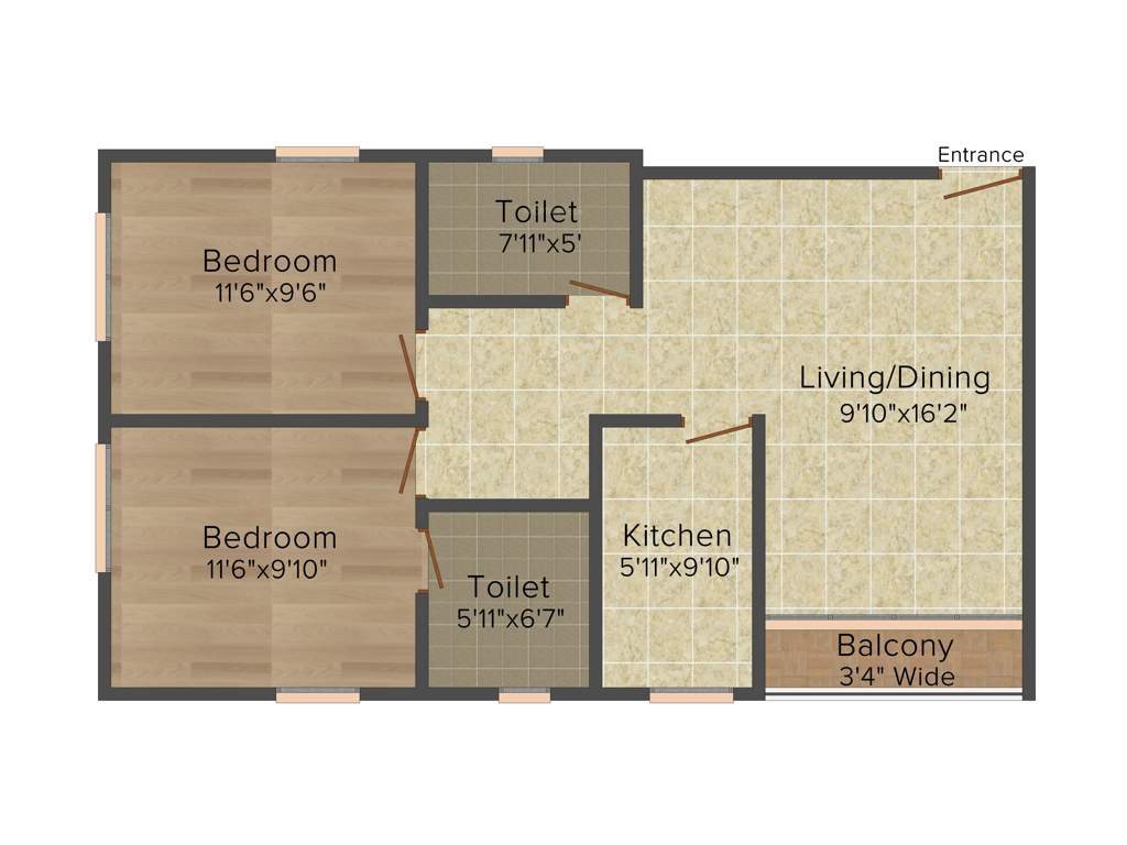 Rabindra Dunlop Residency (2BHK+2T (935 sq ft) 935 sq ft)