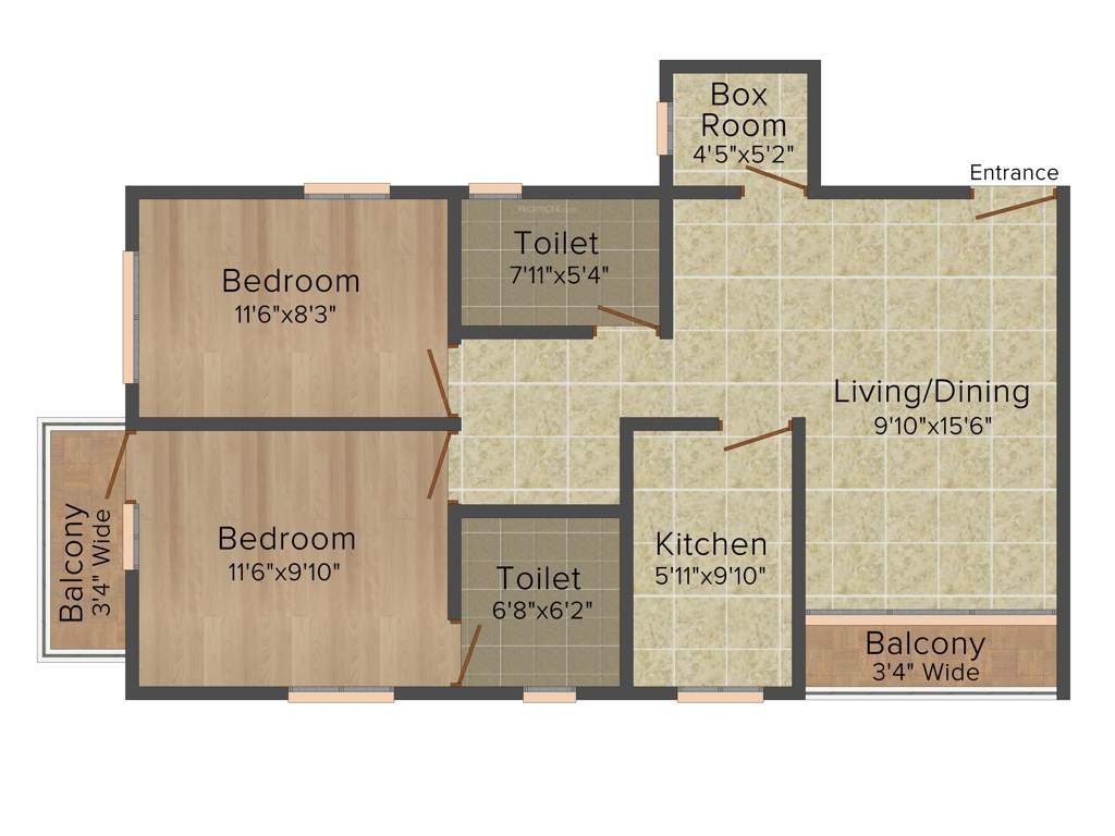 Rabindra Dunlop Residency (2BHK+2T (964 sq ft) 964 sq ft)