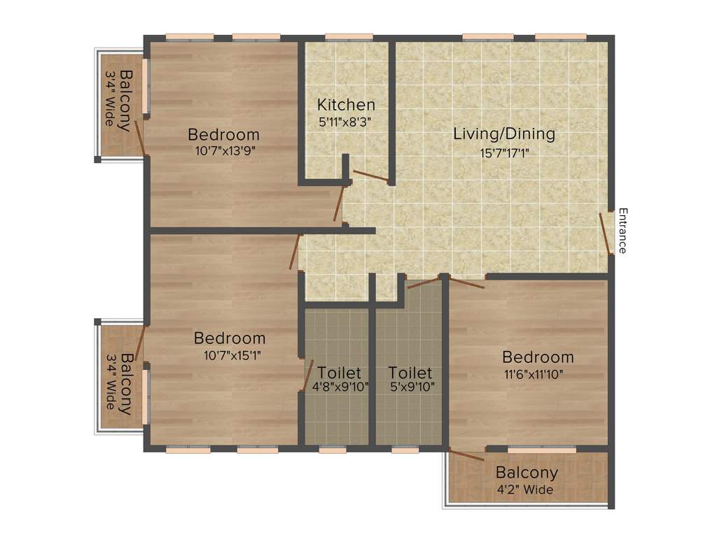 Rabindra Dunlop Residency (3BHK+2T (1,477 sq ft) 1477 sq ft)