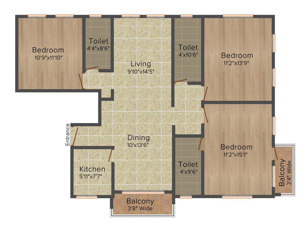 Rabindra Dunlop Residency (3BHK+3T (1,550 sq ft) 1550 sq ft)