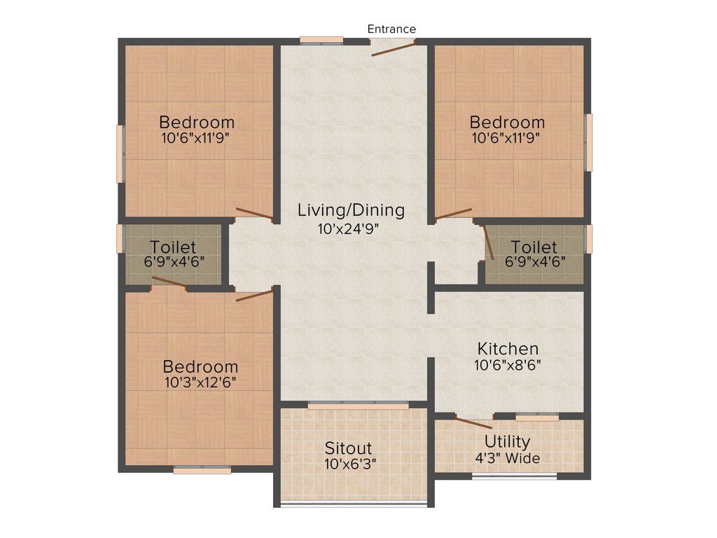 Active Group Pearl Place 3BHK+2T (1,295 sq ft)