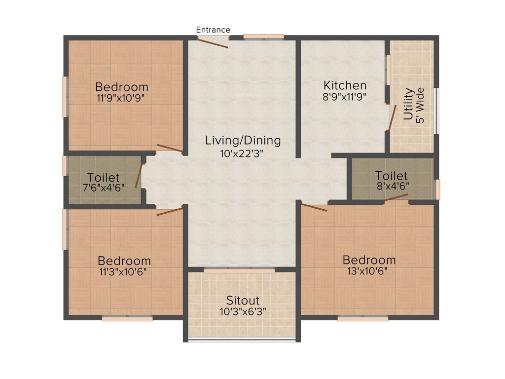 Active Group Pearl Place 3BHK+2T (1,325 sq ft)