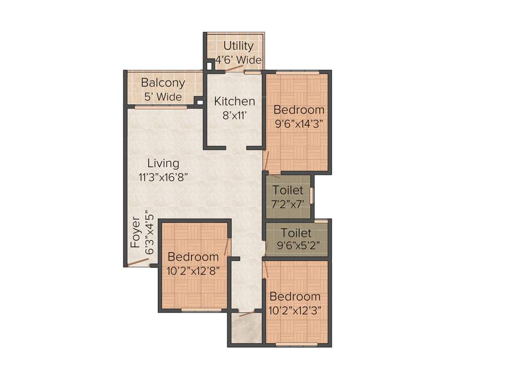 Sipani Bliss (3BHK+3T (1,382 sq ft) 1382 sq ft)