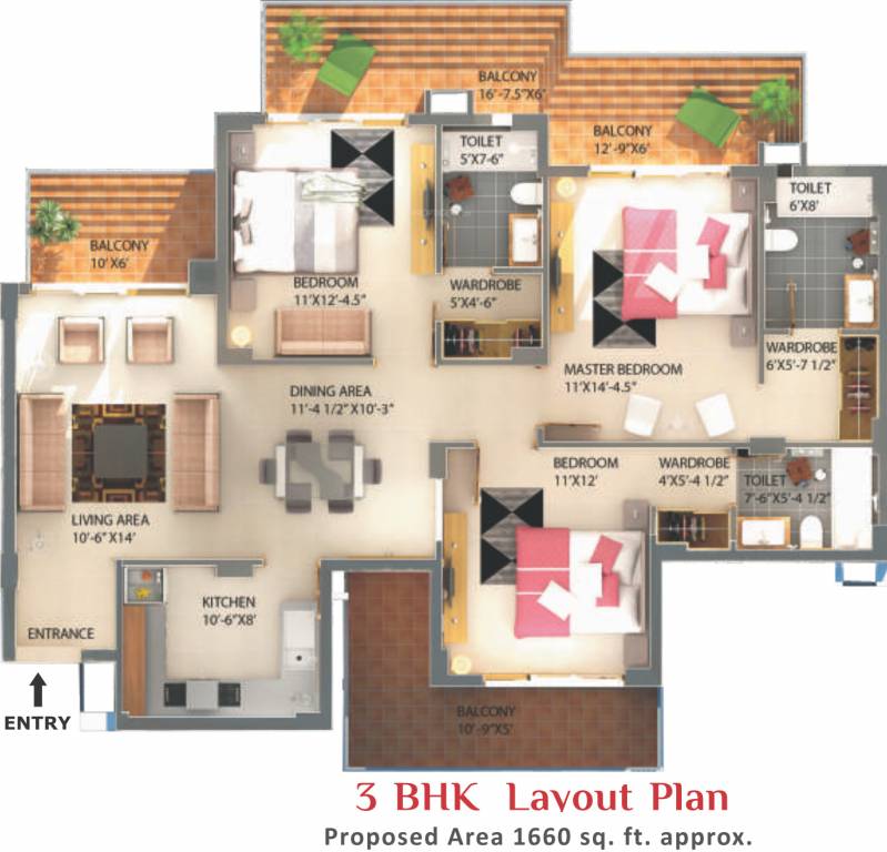Alliance The Eminence (3BHK+3T (1,660 sq ft) 1660 sq ft)