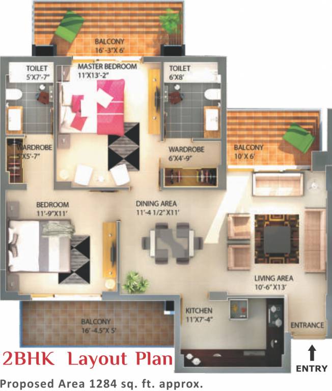 Alliance The Eminence (2BHK+2T (1,284 sq ft) 1284 sq ft)