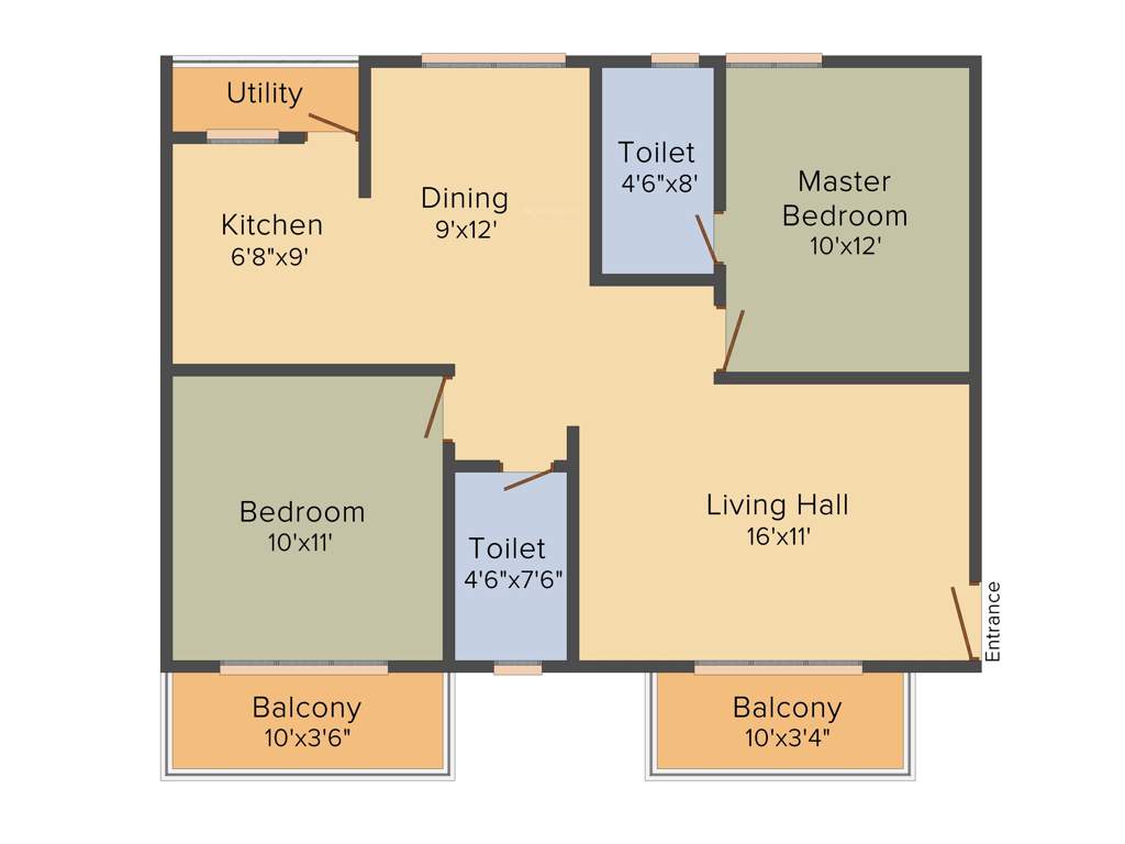 ADI North Lake (2BHK+2T (1,069 sq ft) 1069 sq ft)