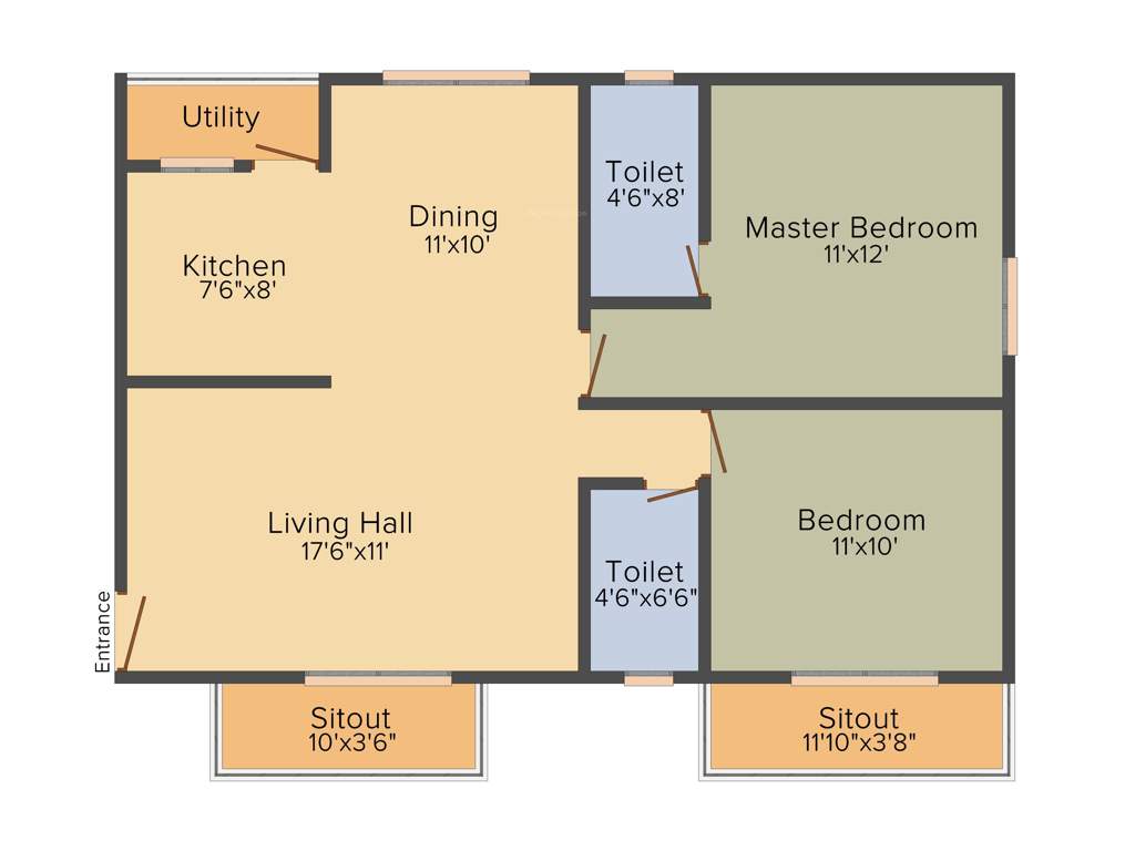 ADI North Lake (2BHK+2T (1,116 sq ft) 1116 sq ft)