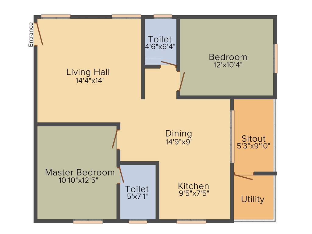 ADI North Lake (2BHK+2T (1,130 sq ft) + Pooja Room 1130 sq ft)