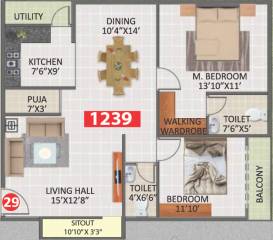 ADI North Lake (2BHK+2T (1,239 sq ft) + Pooja Room 1239 sq ft) ADI North Lake (2BHK+2T (1,239 sq ft) + Pooja Room 1239 sq ft)