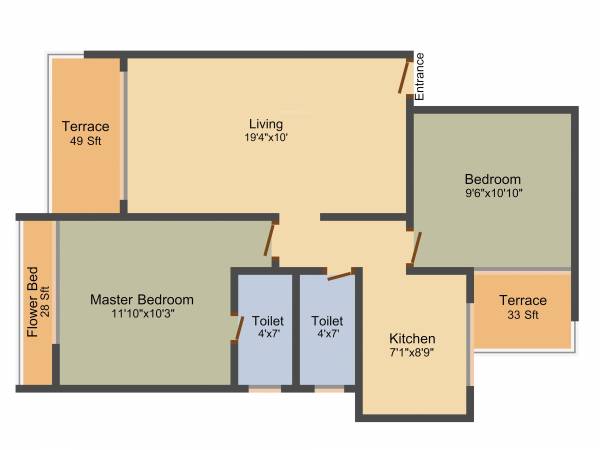 Unicorn Solitaire (2BHK+2T (1,100 sq ft) 1100 sq ft)