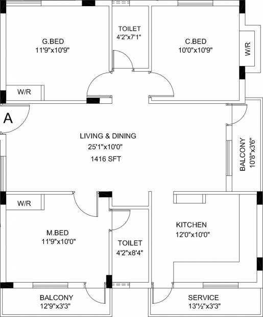 StepsStone Srinath (3BHK+2T (1,416 sq ft) 1416 sq ft)