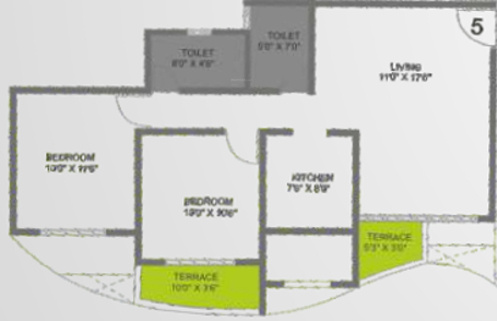 VTP Urban Life (2BHK+2T (966 sq ft) 966 sq ft)