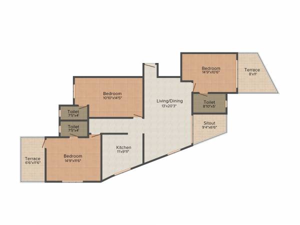 Shubham Virage (3BHK+3T (1,698 sq ft) 1698 sq ft)