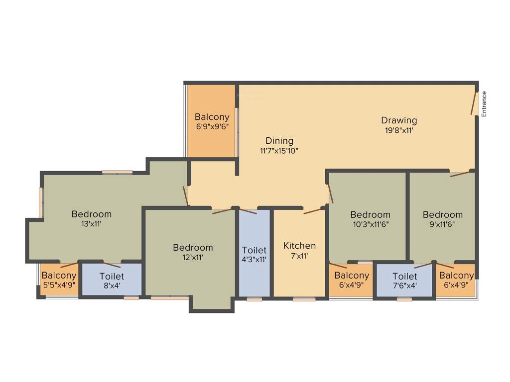 Akchat Laxmi Garden (4BHK+3T (1,955 sq ft) 1955 sq ft)