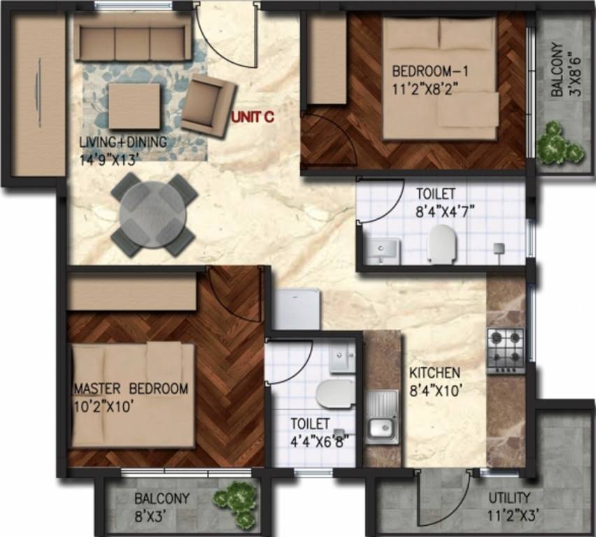 Govianu Crescent (2BHK+2T (1,010 sq ft) 1010 sq ft) Govianu Crescent (2BHK+2T (1,010 sq ft) 1010 sq ft)