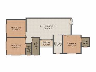 Jeet Omega (3BHK+3T (1,190 sq ft) 1190 sq ft)